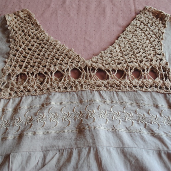 Boho Crochet Beachy Drawstring Top Blouse - Picture 7 of 8